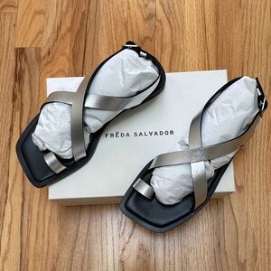 Freda Salvador Paxton Silver Sandals NWT